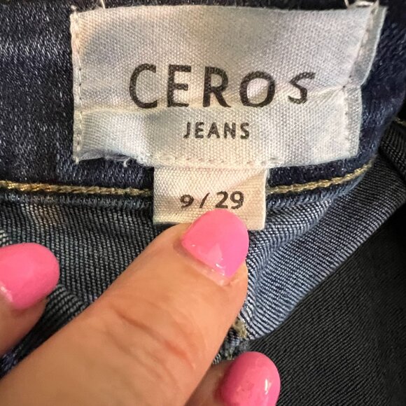 Ceros Denim Flared Studded Jeans Silver Side Rivets Womens 9/29 Retro Sylish - Picture 7 of 15